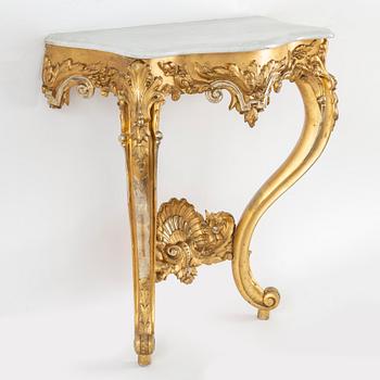 A late 19th century mirror and console table.