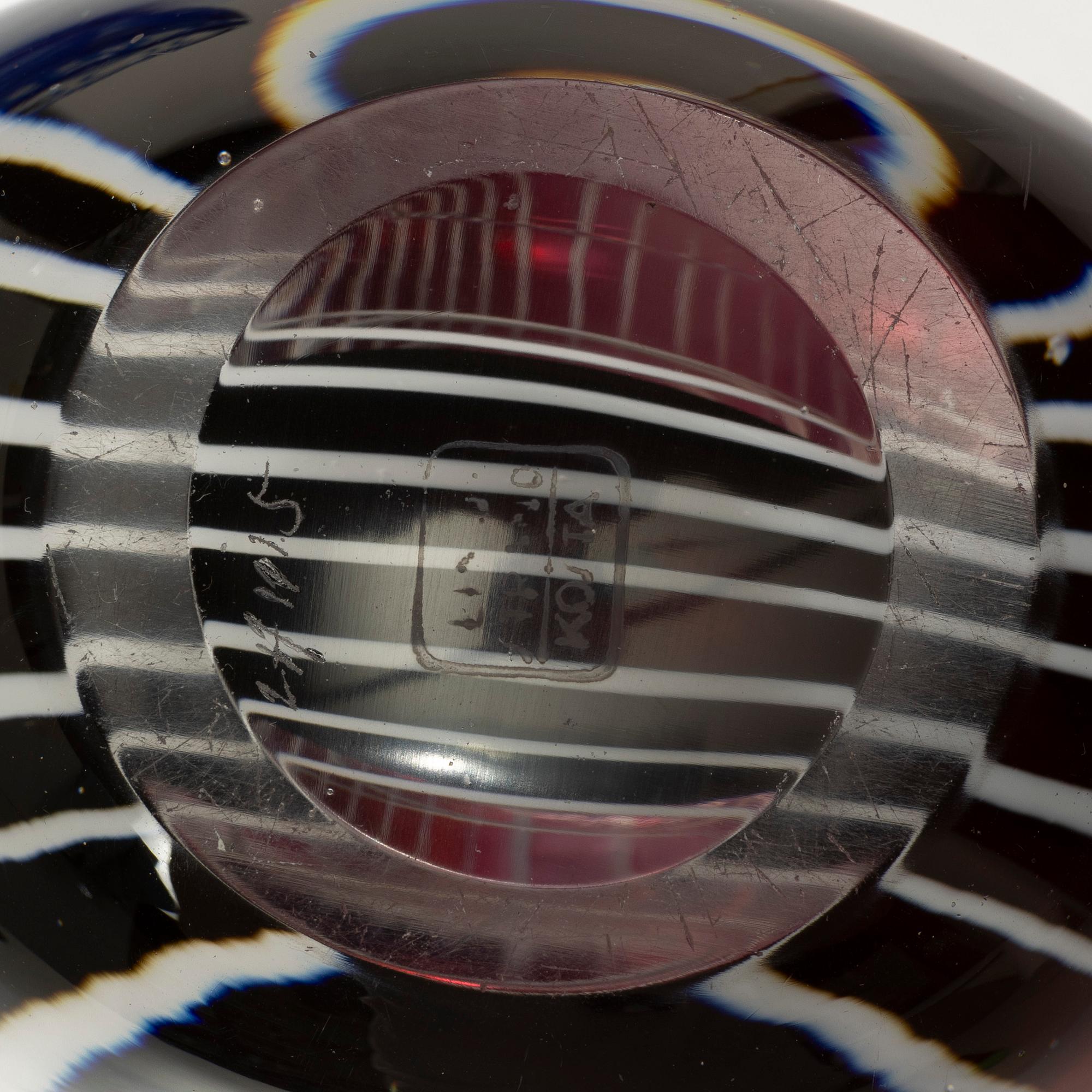 Ingeborg Lundin, bowl, graal, Orrefors, and Vicke Lindstrand, vase, "Zebra", Kosta.