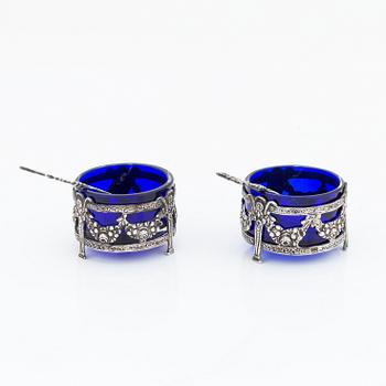 A pair of Louis XVI-style salt cellers, Swedish import marks.