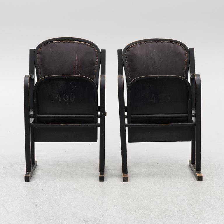 A pair of cinema chairs, 1920s/30s.