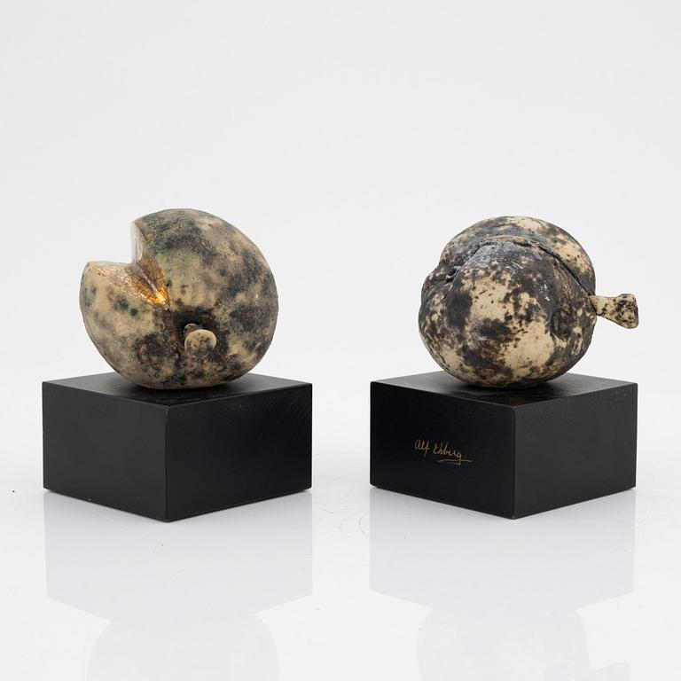 Alf Ekberg, skulpturer, 2 st, stengods, signerade.