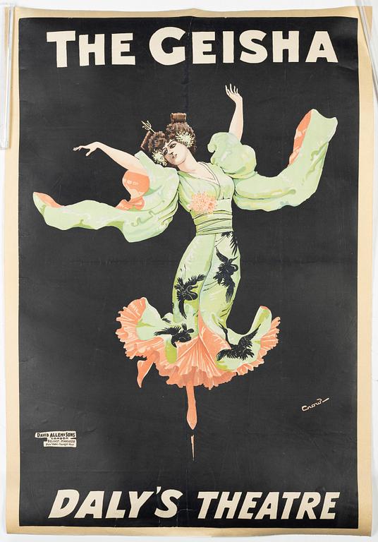 Litografisk affisch, "The Geisha", David Allen & Sons, London, England, 1896.