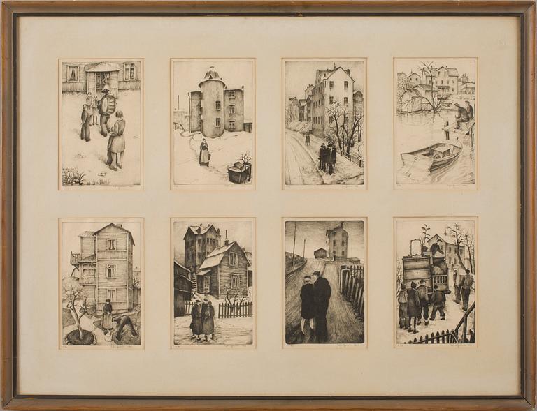 BJÖRN JONSSON, litografier, 8 st samramade, sign o dat 1943.