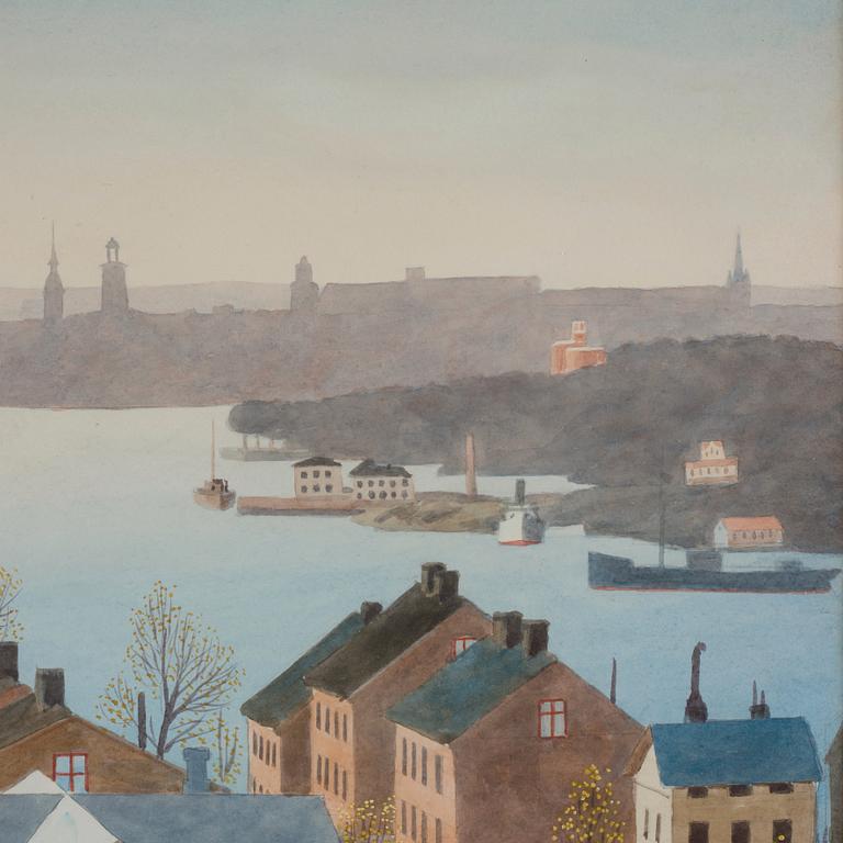 Oskar Bergman, Vy över Stockholm från Åsöberget på Söders höjder.