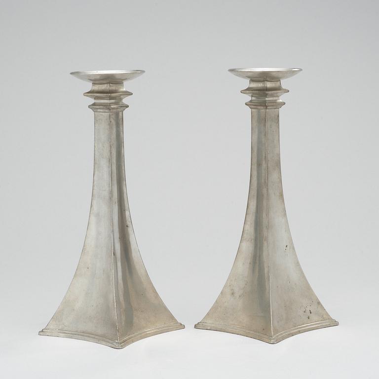 A pair of Just Andersen pewter candlesticks, Denmark 1920's-30's.