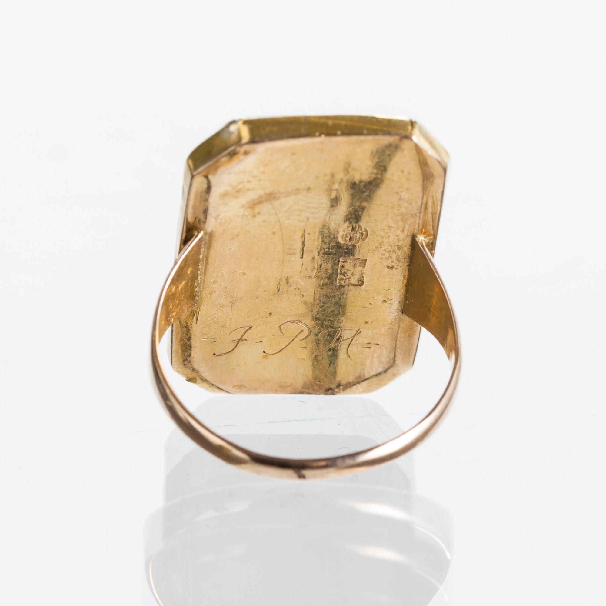 SILHUETTRING, gustaviansk, 18 K guld, troligen Herman F. Poizell, Loviisa 1791-1821.