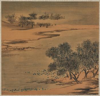 Oidentifierad konstnär, fyra landskap, sen Qingdynasti/ 1900-tal.