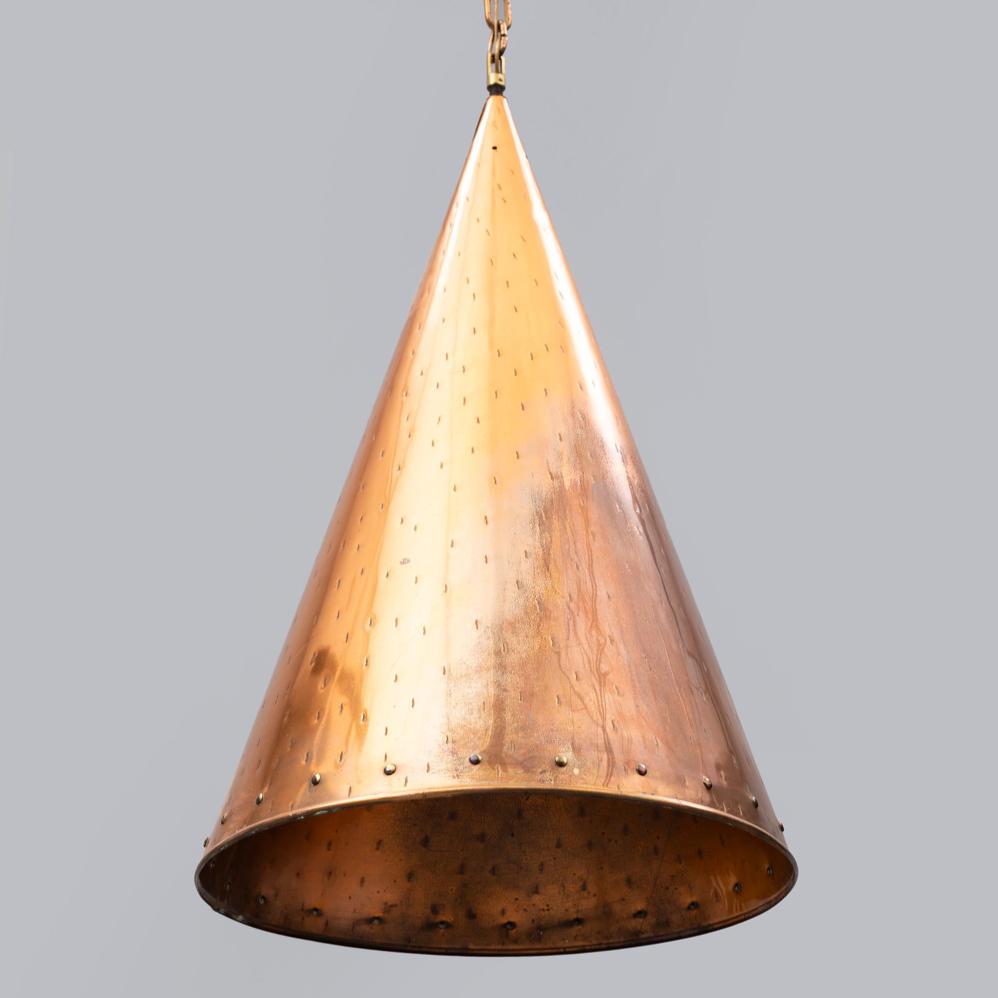 A 1970s copper ceiling light, Denmark.