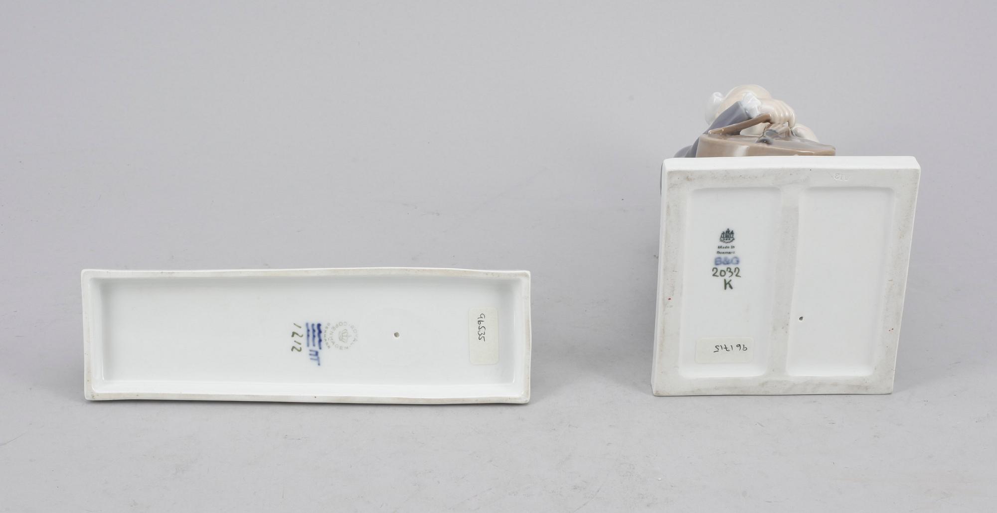 FIGURINER, 2 st, porslin, Royal Copenhagen samt Bing & Gröndal, Danmark.