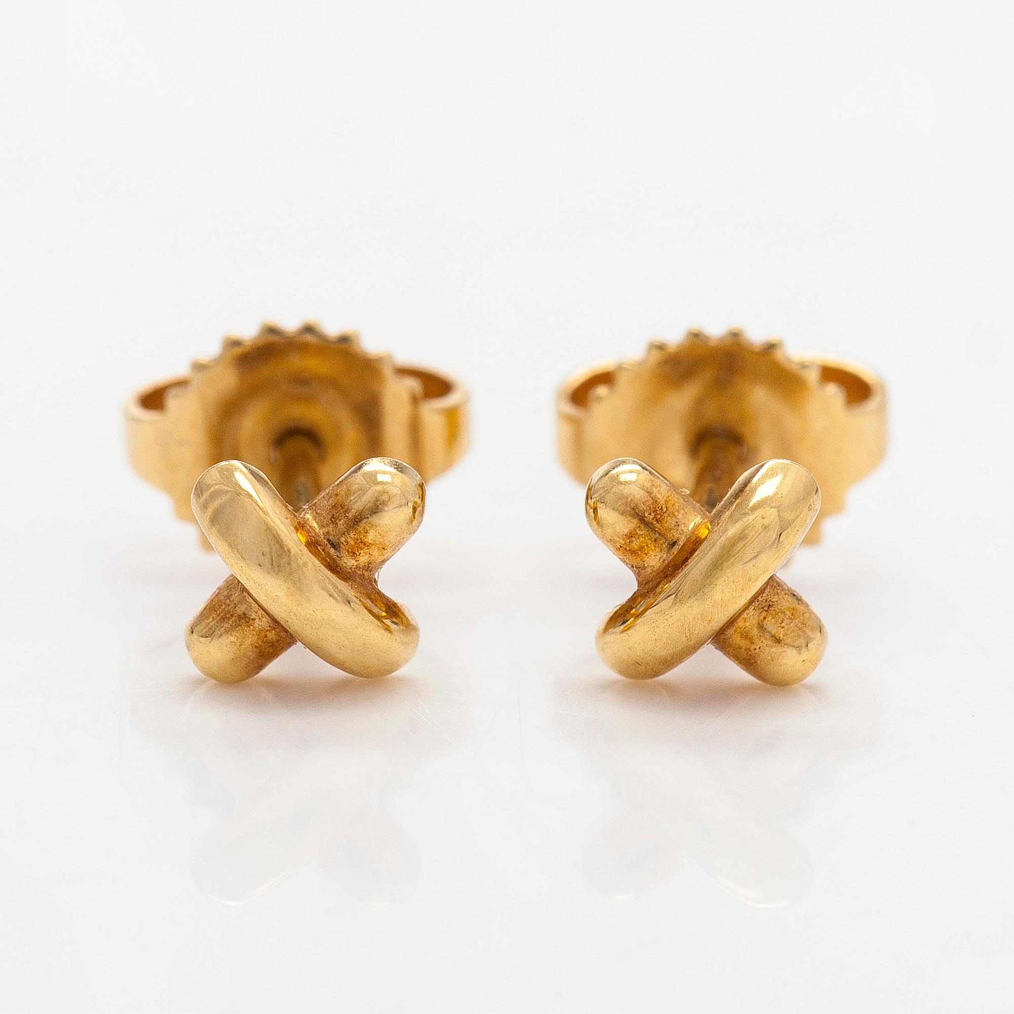 Tiffany & Co, korvakorut, "Cross Stitch", 18K kultaa.