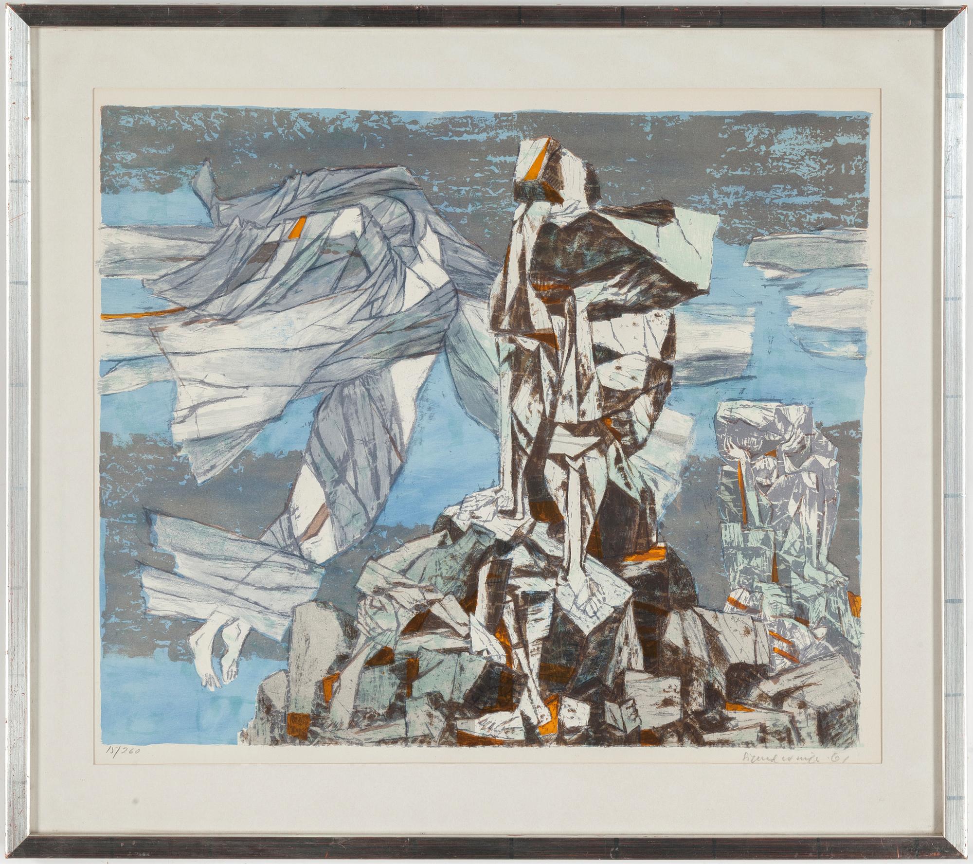 SIGURD WINGE, a litograph in colors, signed and dated 61, numbered 15/260.