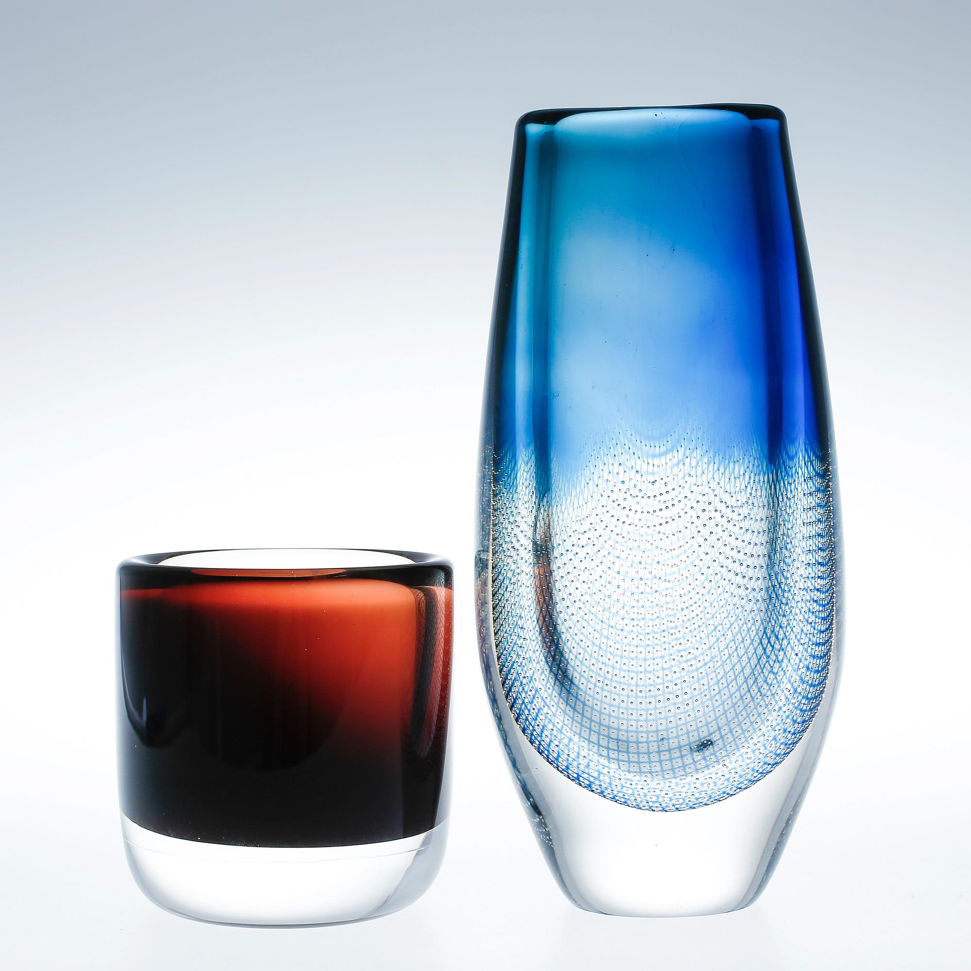 VASER 2 st. Sven Palmqvist, Orrefors. Kraka respektive Expo, 1960-70-tal.