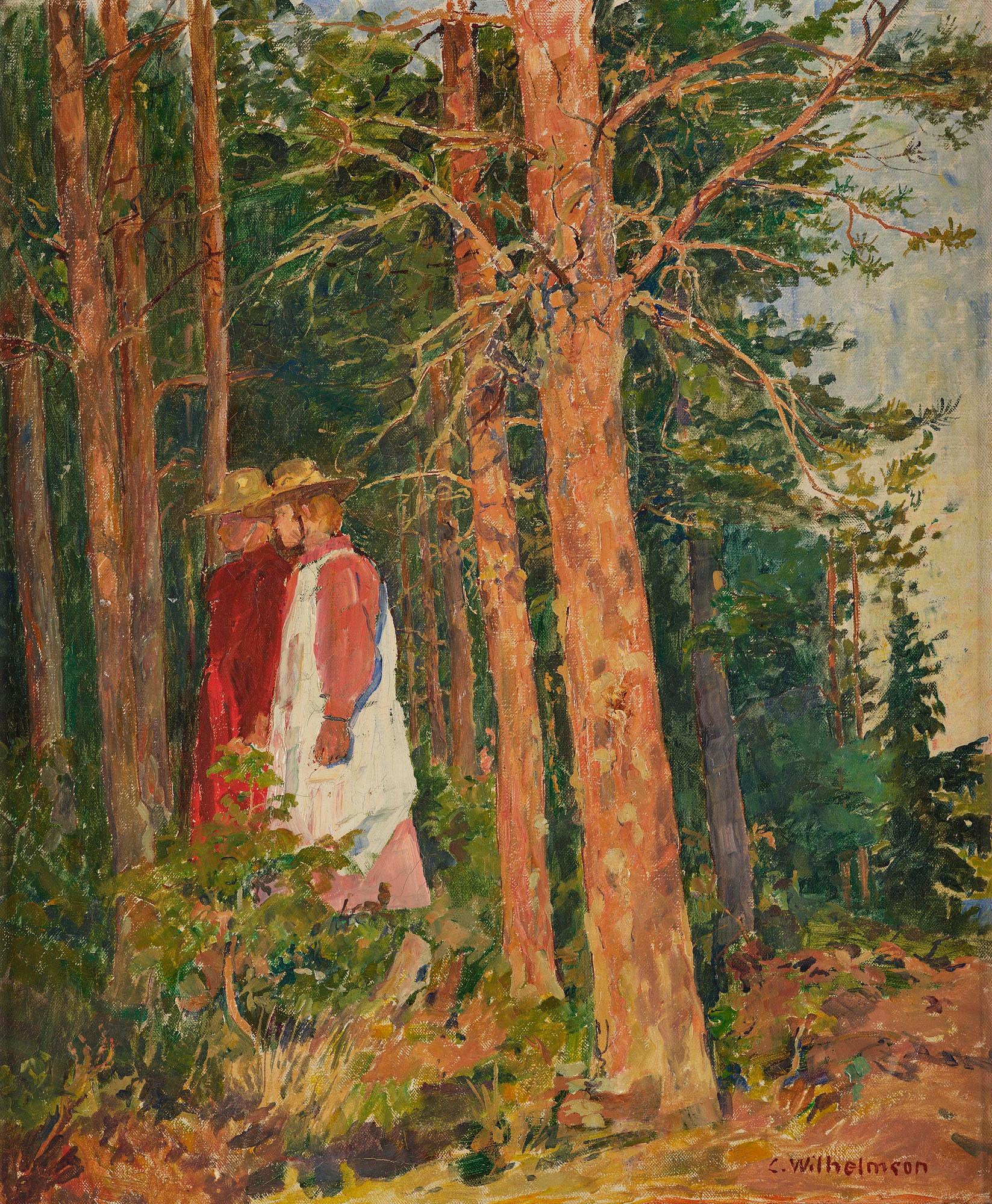 Carl Wilhelmson, Two girls at the edge of the forest.
