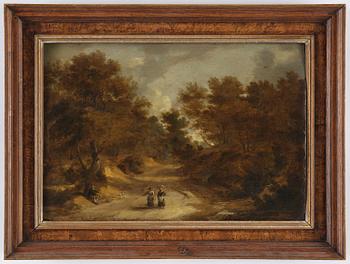 Lodewyk de Vadder, attributed to, Landscape with wandering figures on the road.