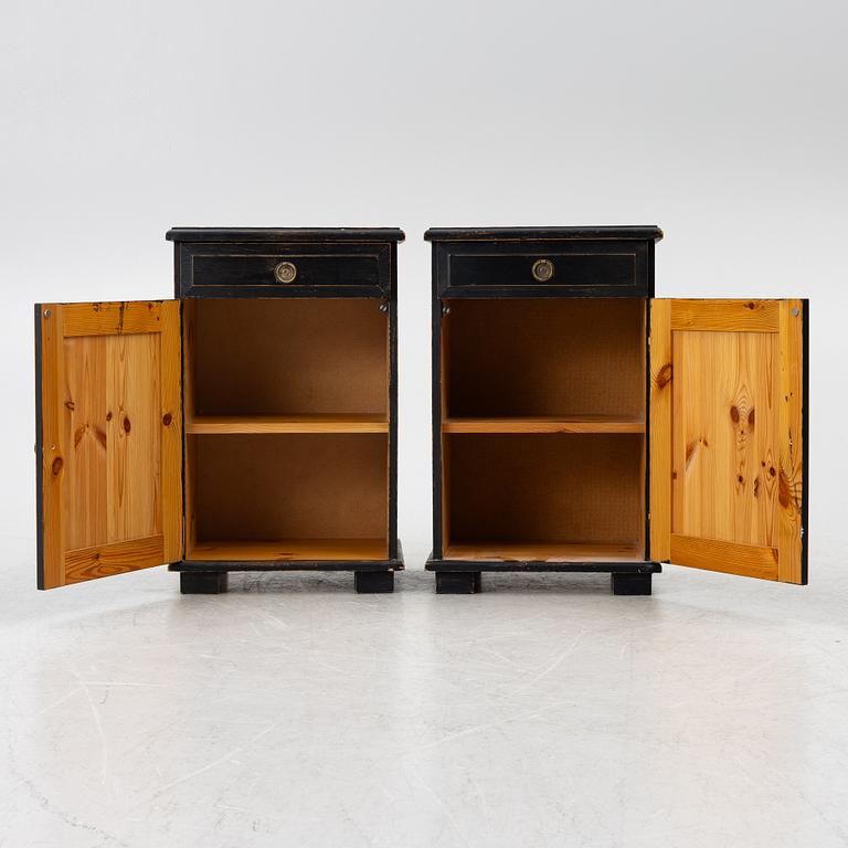 Bed cabinets, a pair, Gustavian style, 20th century.