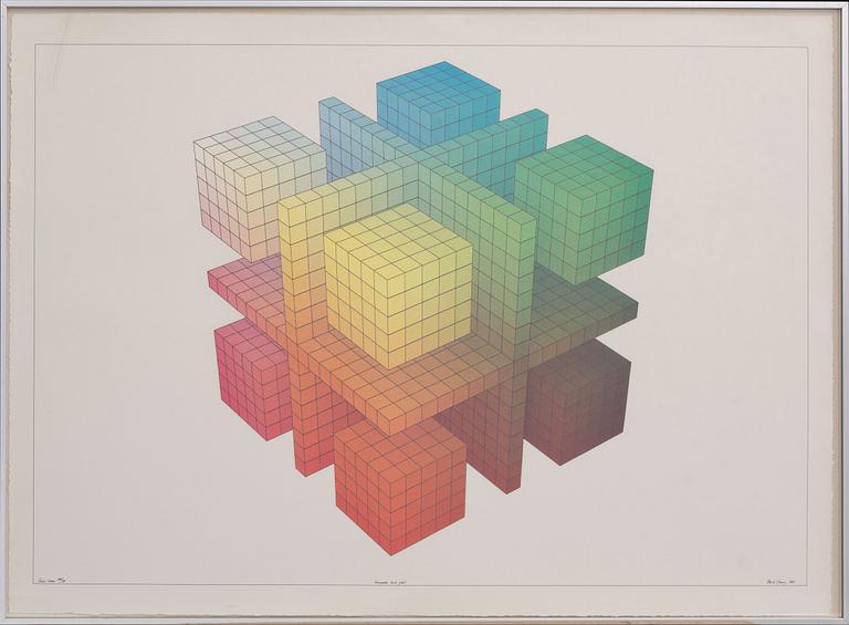 BECK & JUNG, computer ink plot, signerad och numrerad Criss Cross 104/110, daterad 1981.