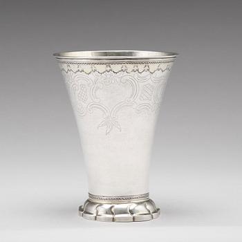 A Swedish 18th century parcel-gilt silver beaker, marks of Daniel Lundström Stockholm 1784.