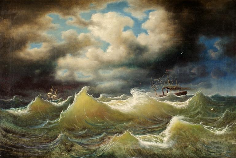 Johan Knutson, Steamboat on stormy water.