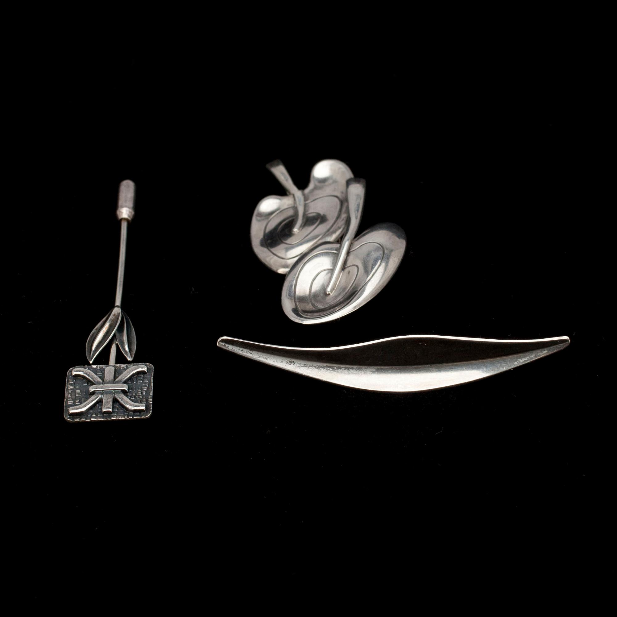 BROSCHER, silver, Elis Kauppi, Kupittaan Kulta, Åbo 1960-79.
