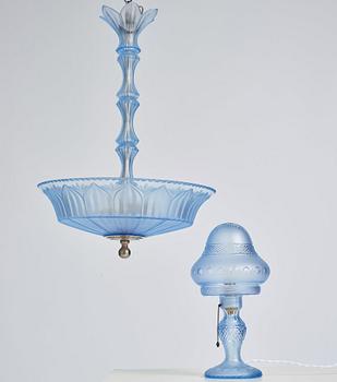 Orrefors, möjligen, bordslampa, 1920-30-tal.
