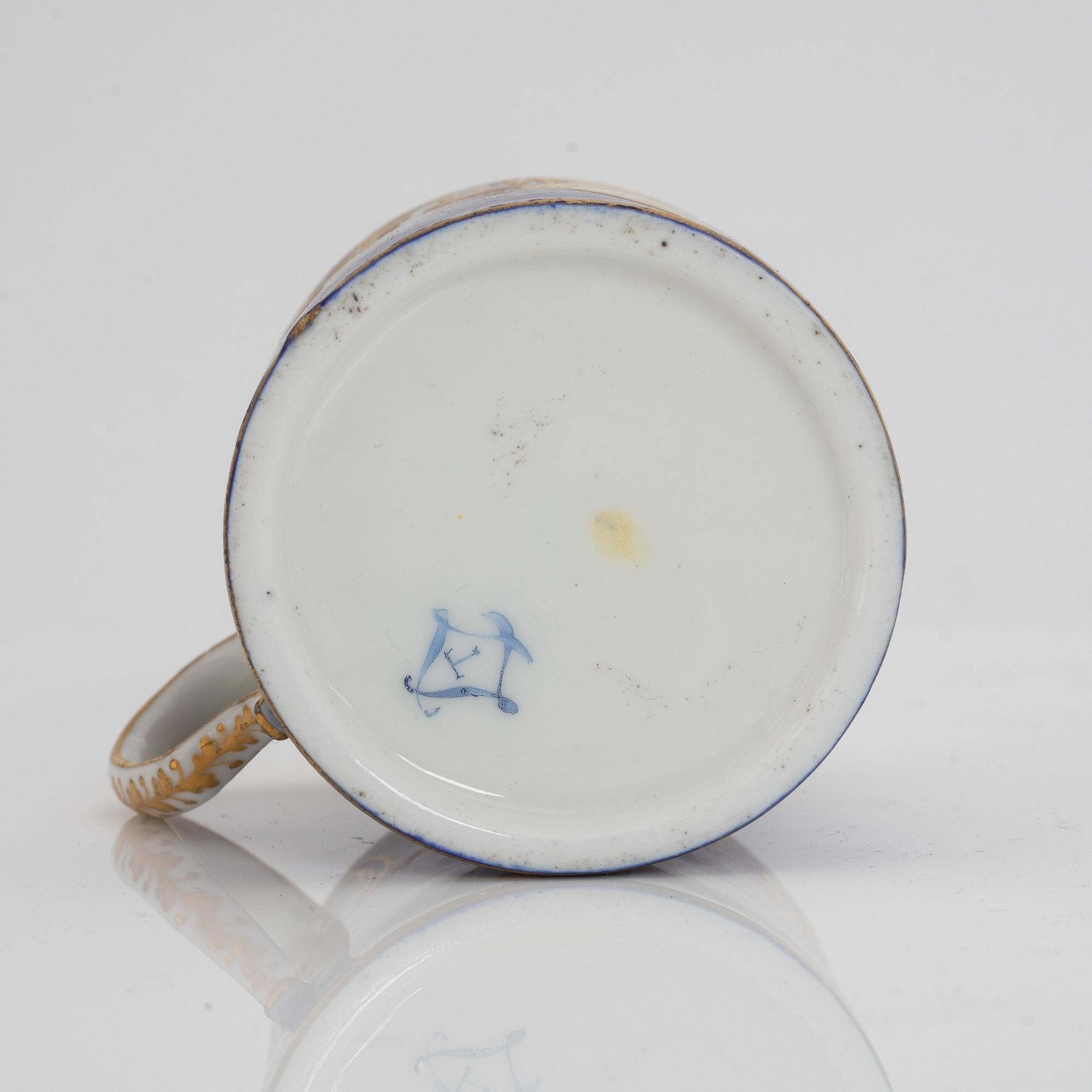 A Sèvres porcelain cup and sacuer, probably 1770's.