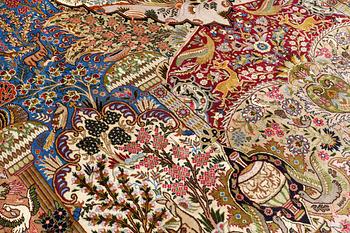 A carpet, Figural Kashmar, ca 385 x 295 cm.