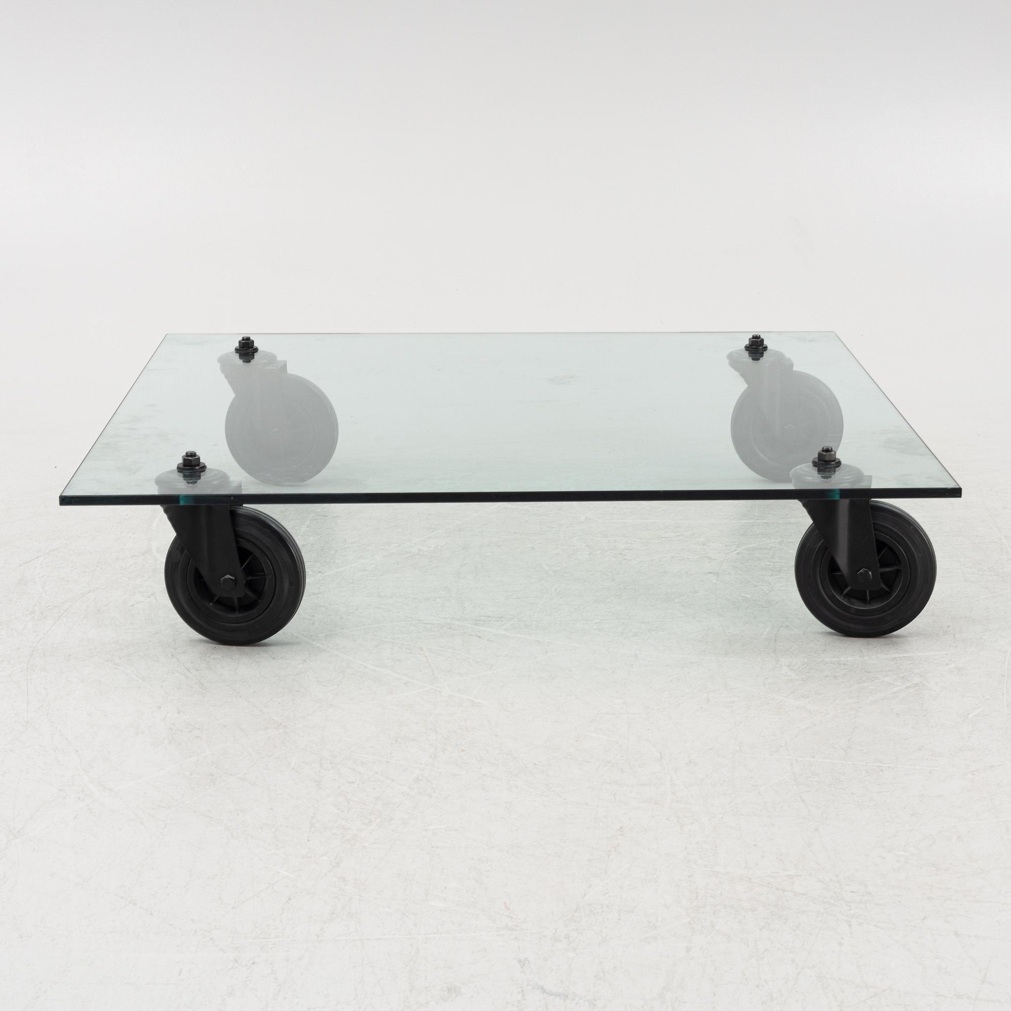 Gae Aulenti, coffee table, 'Tavolo con Ruote', Fontana Arte, Italy.