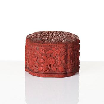 A fine carved lacquer box and cover with tianqi lacquer inset boxes and covers, Qing dynasty, Qianlong (1736-95).