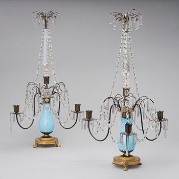 A PAIR OF TABLE CHANDELIERS, Russia early 19th century.