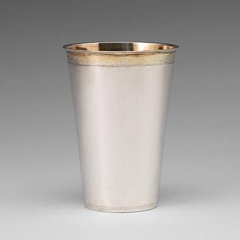 145. A Swedish 17th century parcel-gilt silver beaker, mark of Erik Bengtsson Starin, Stockholm 1695.