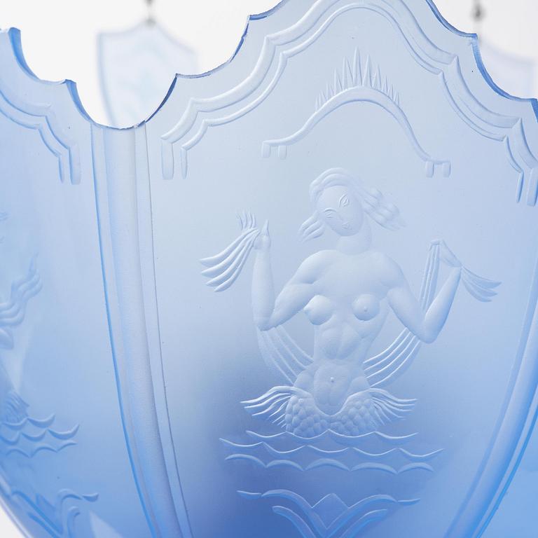 Edward Hald, a Swedish Grace ceiling lamp, Orrefors, 1920s.