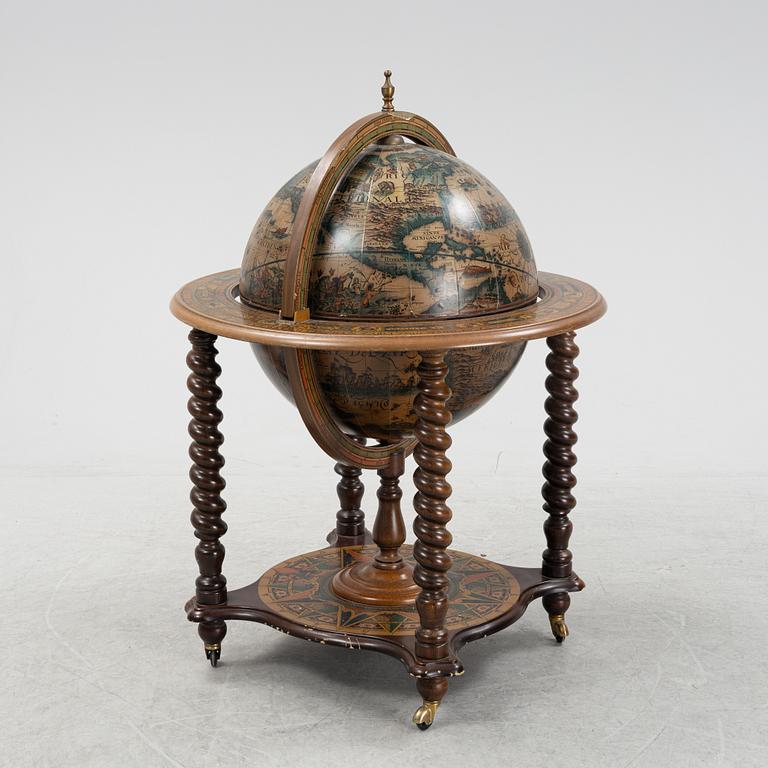 A globe drinking cabinet, late 20th Century.