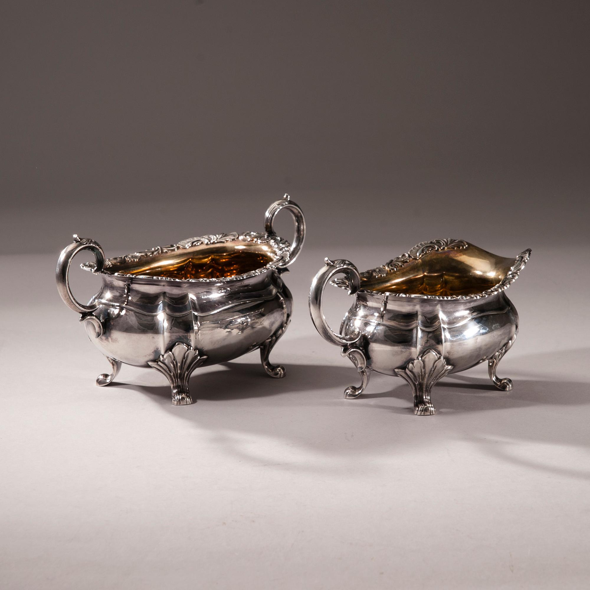 KAFFESERVIS, 3 delar, silver, finska kontrollstämplar, Tavastehus 1947. Total vikt ca 1145 g.