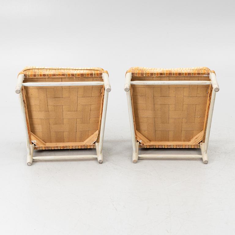 Armchairs, a pair, 'Gripsholm Armchair no. 53', SO Larsson Stilmöbler, second half of the 20th century.