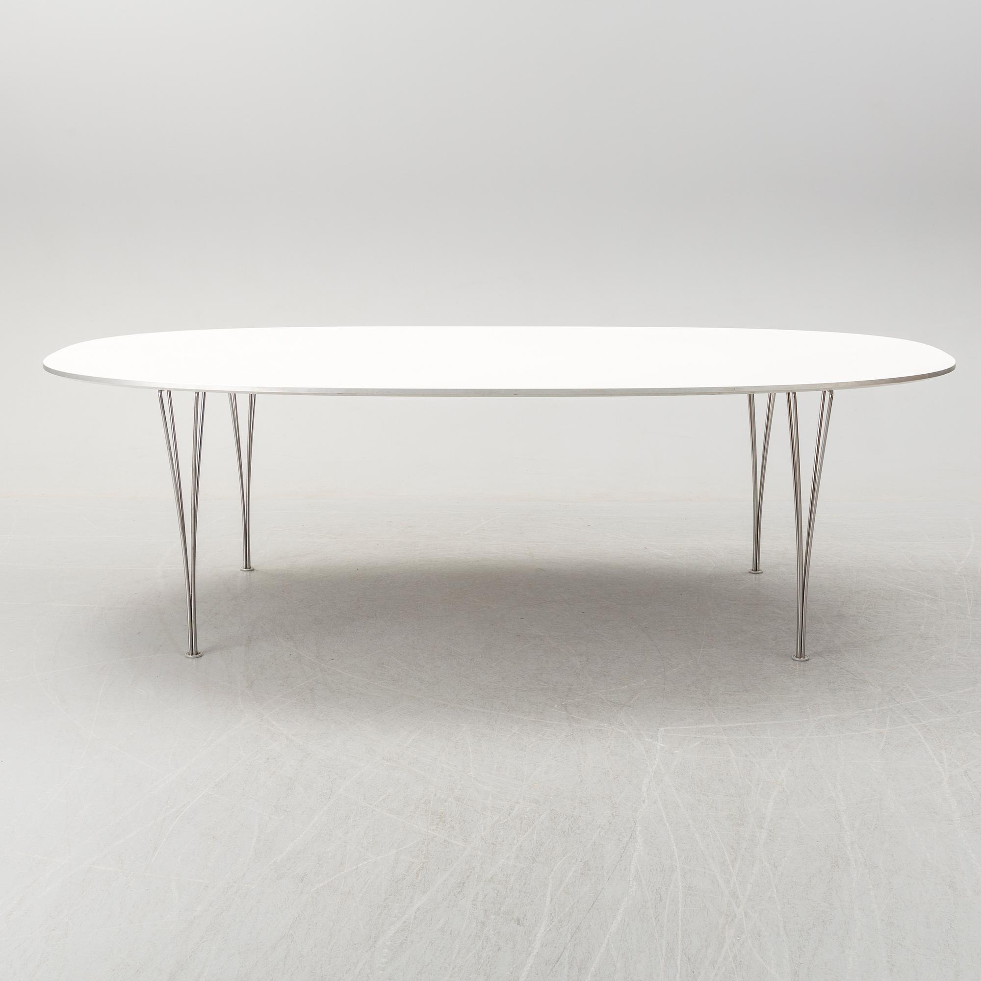 A 'Superelips' table by Bruno Matsson and Piet Hein, Fritz Hansen, Denmark.