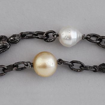 COLLIER, silver, south sea-pärlor.