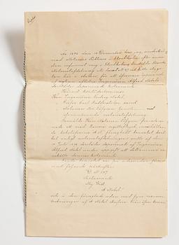 Konvolutet till Alfred Nobels testamente 1895, egenhändigt rubricerat: Testamente /My Will och signerat samt lacksigill.