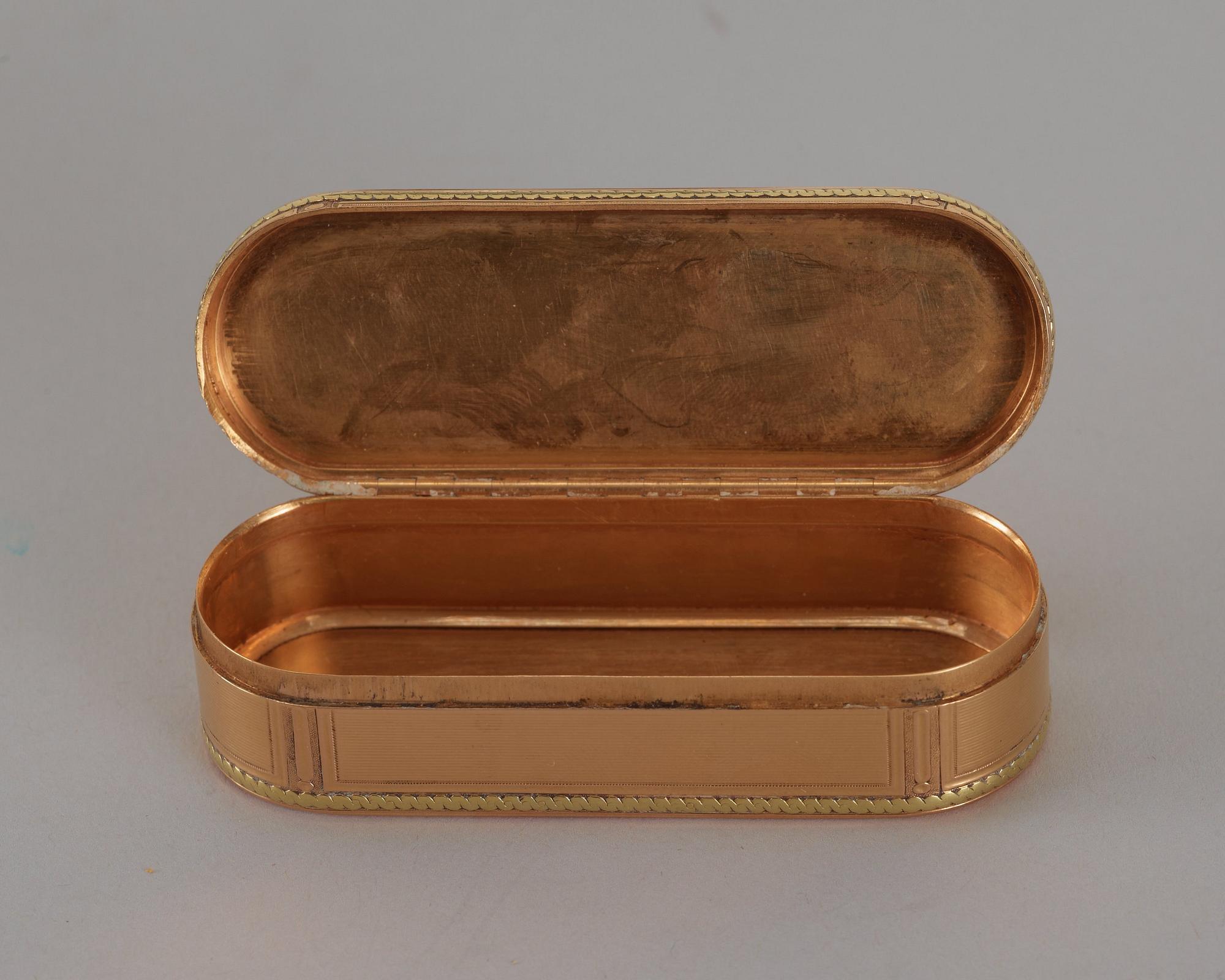 DOSA, guld 18k, au deux coloure, Friedrich Fyrwald, Stockholm 1791. Gustaviansk.