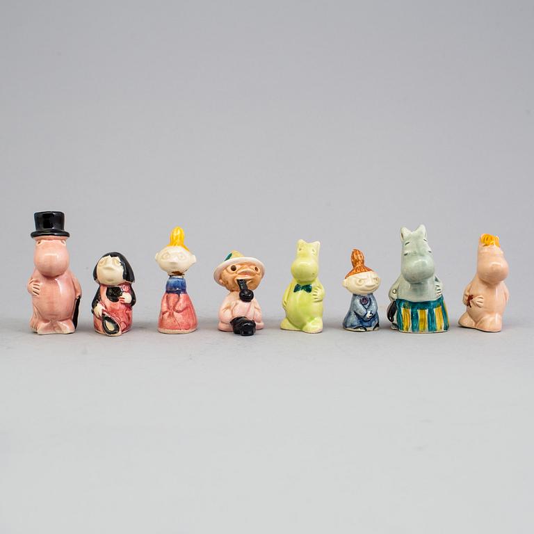 SIGNE HAMMARSTEN-JANSSON, eight moomin ceramic characters by Arabia in the 1950's.