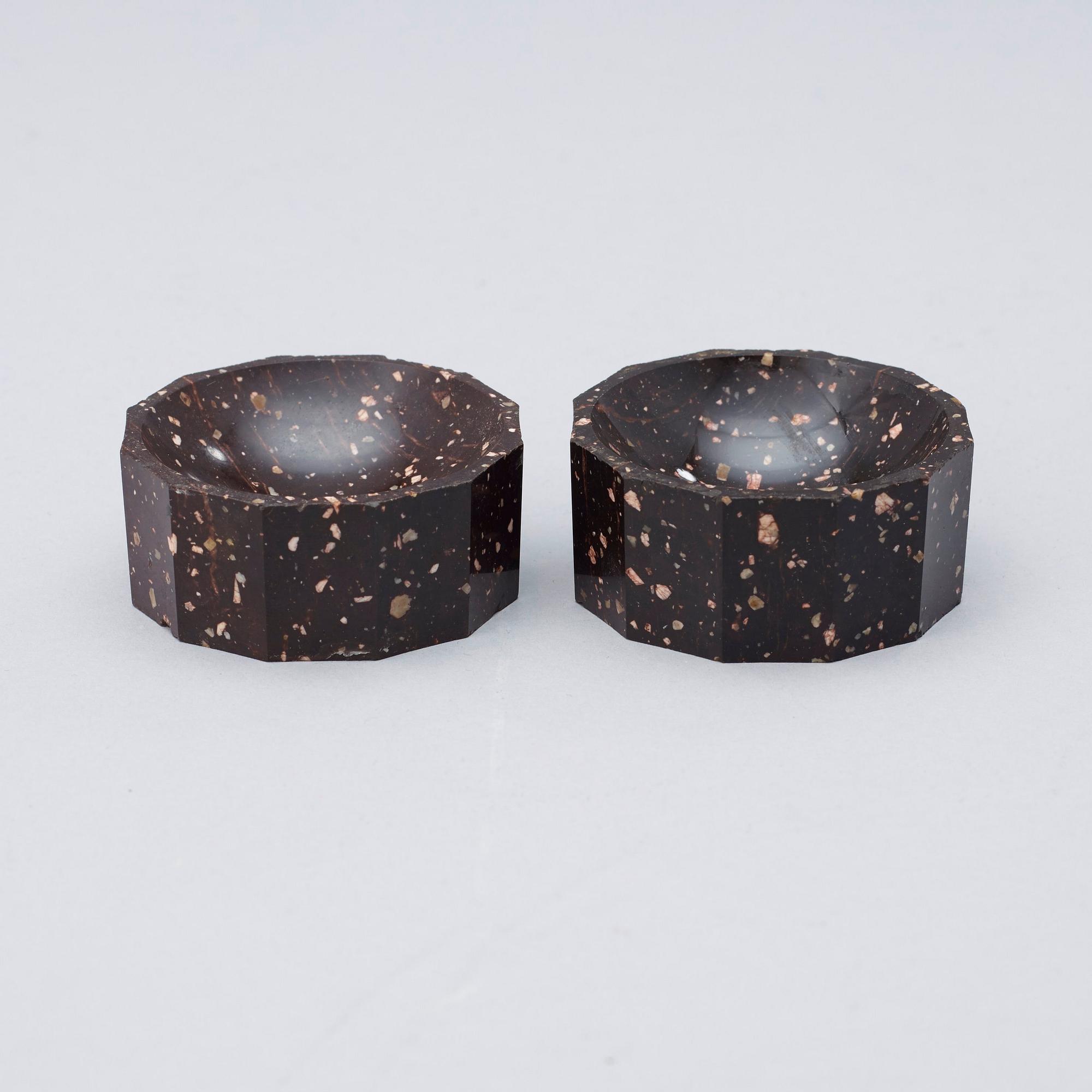 Two matched Swedish 19th century porphyry salts.