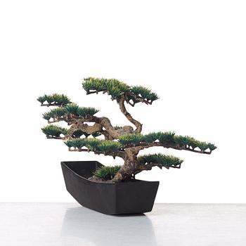 Estrid Ericson, an elastoline bonsai tree mounted in a Japanese cast iron pot, Svenskt Tenn, Sweden, mid 1900's, provenance E. Ericson.