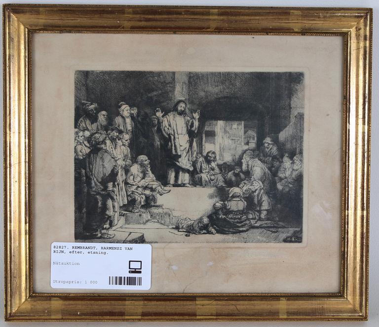 REMBRANDT HARMENSZ VAN RIJN, efter, etsning.
