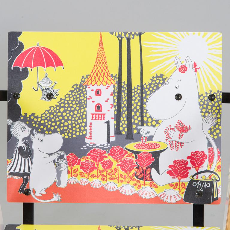 Yrjö Kukkapuro, Children's furniture, two 'Moomin S chairs'  and a table collaboration with Modeo and Moomin Characters.