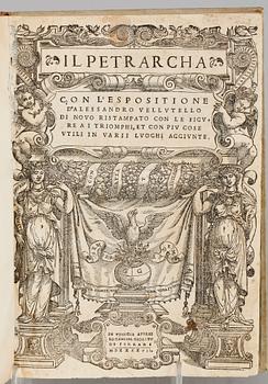 BOK, "Il Petrarcha con L´Espositione d´Alessandro Vellutello" av Francesco Petrarcha, Venedig 1547.