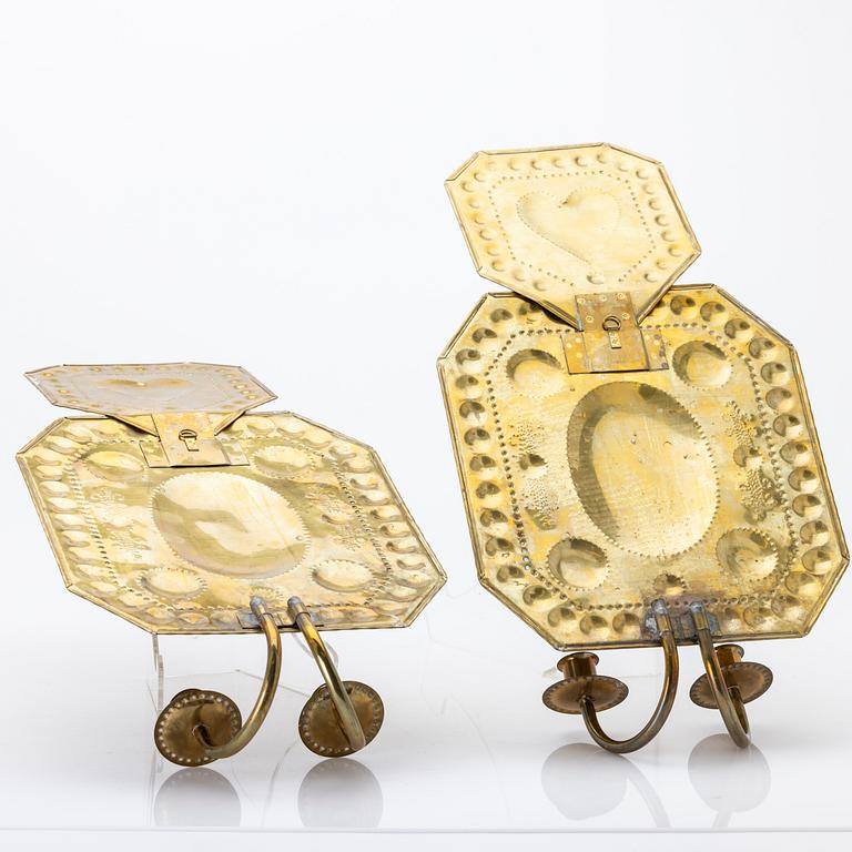 A pair of wall sconces, brass, 20th century.