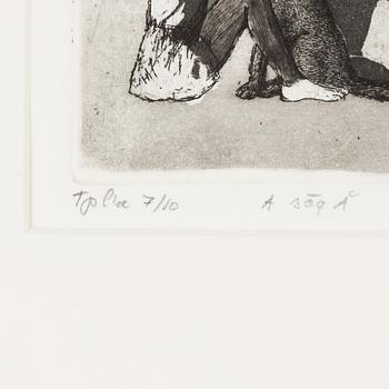 Outi Heiskanen, etching, signed and dated -80, Tpl'a 7/10.