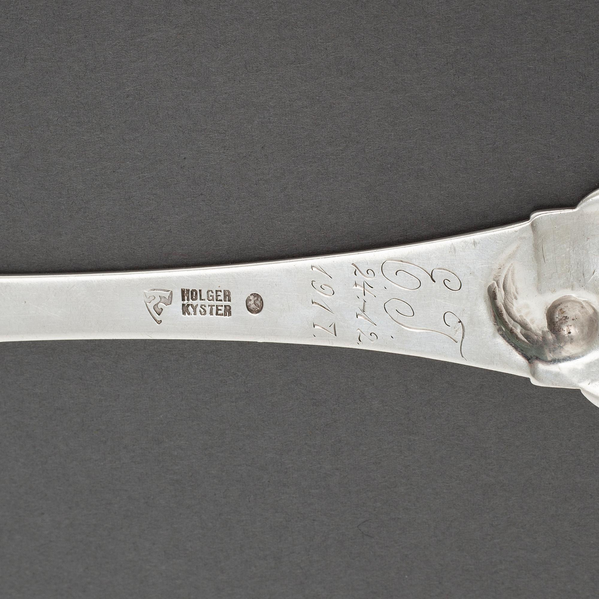 a silver fork and spoon for Holger Kyster in Denmark, 1910s.