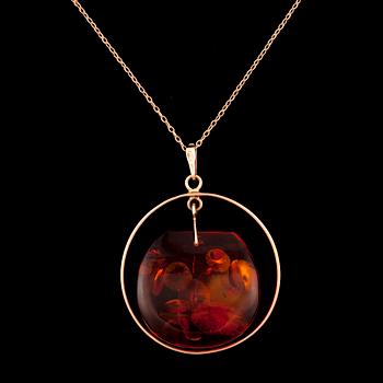 HÄNGE, 14K guld, bärnsten. Sovjetiska stämplar. Vikt ca 15,0 g.