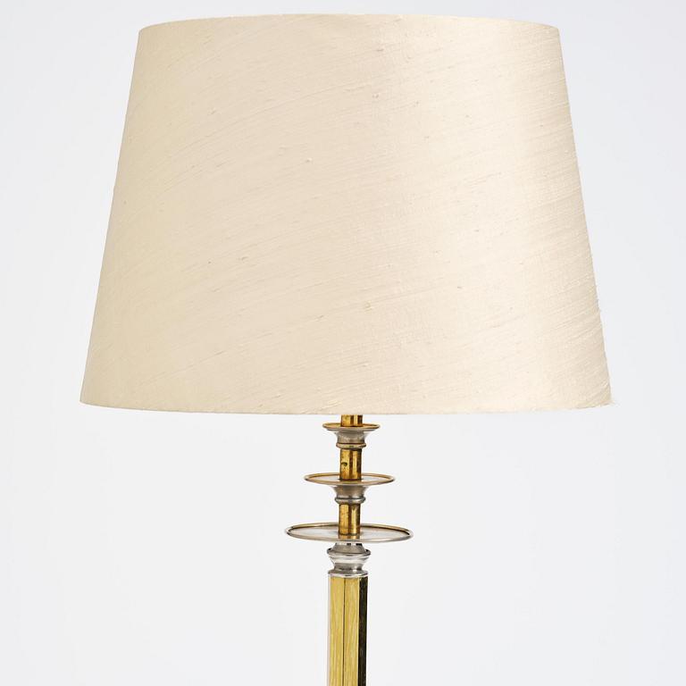 Nils Fougstedt, & Anna Petrus, a pewter and brass floor lamp model A 763, Firma Svenskt Tenn, Stockholm, 1930.