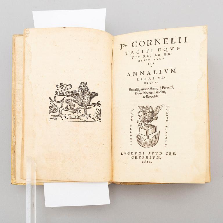 BOOK, Tacitus, with commentaries, three imprints 1541-42.